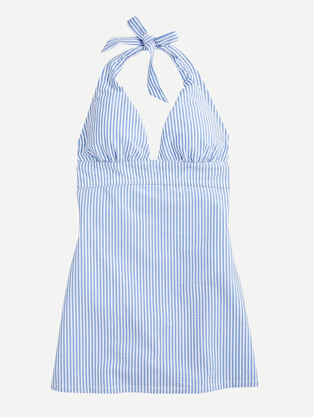J Crew Seersucker Plunging Halter Swim Dress